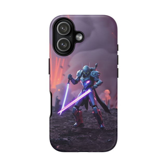 Phone Case with Cyber Warrior Design, Tough Cases, Gamer Gifts, Sci-Fi Phone Cover, Futuristic Art, Unique Phone Accessory