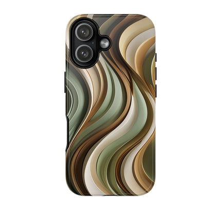 Phone Case with Earth Tone Wave Design, Tough Cases, Modern Art Phone Cover, Neutral Aesthetic, Minimal Gift, Unique Accessory