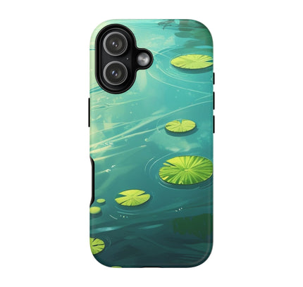 Phone Case with Lily Pond Design, Tough Cases, Nature Art Phone Cover, Calm Water Scene, Zen Gift, Unique Phone Accessory