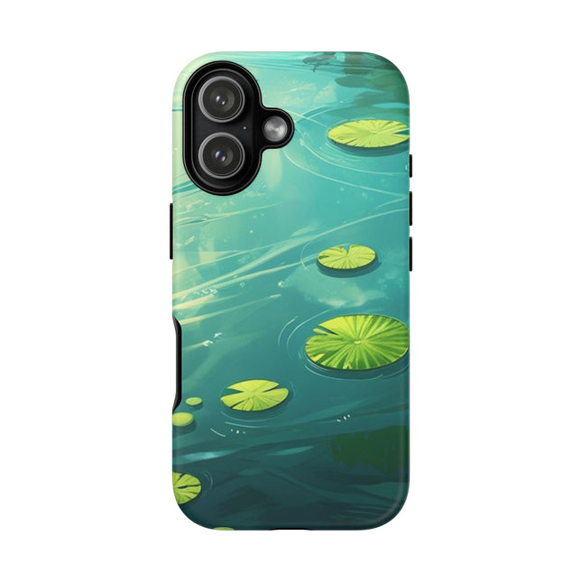 Phone Case with Lily Pond Design, Tough Cases, Nature Art Phone Cover, Calm Water Scene, Zen Gift, Unique Phone Accessory