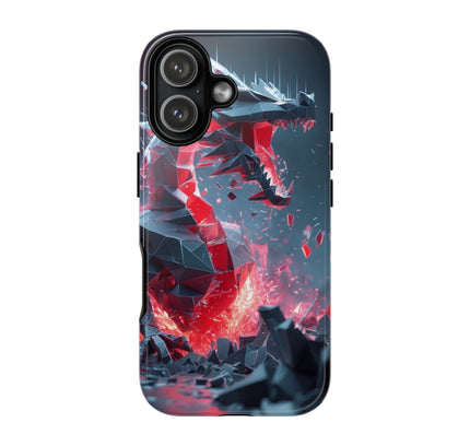 Phone Case with Shattered Dragon Design, Tough Cases, Fantasy Art Phone Cover, Gamer Gift, Red Crystal Dragon, Unique Accessory