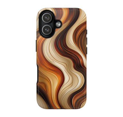 Phone Case with Amber Wave Design, Tough Cases, Abstract Art Phone Cover, Earth Tone Style, Warm Colors, Unique Accessory