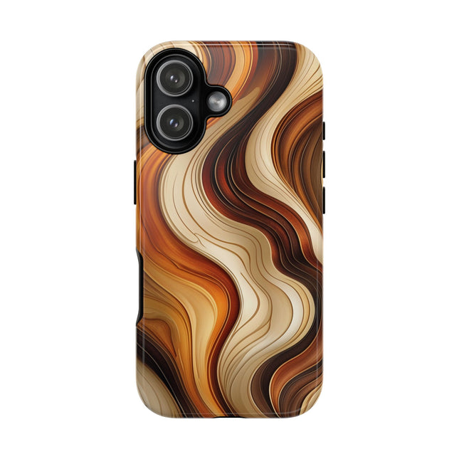 Phone Case with Amber Wave Design, Tough Cases, Abstract Art Phone Cover, Earth Tone Style, Warm Colors, Unique Accessory