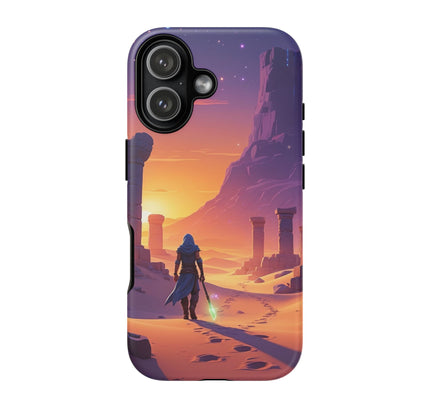 Phone Case with Desert Mage Design, Tough Cases, Fantasy Art Phone Cover, Adventure Gift, Sunset Landscape, Unique Accessory
