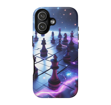 Phone Case with Cosmic Chessboard Design, Tough Cases, Strategy Art Phone Cover, Gamer Gift, Galaxy Theme, Unique Accessory