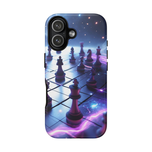 Phone Case with Cosmic Chessboard Design, Tough Cases, Strategy Art Phone Cover, Gamer Gift, Galaxy Theme, Unique Accessory