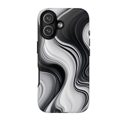 Phone Case with Black and White Marble Design, Tough Cases, Modern Art Phone Cover, Minimal Style, Abstract Pattern, Unique Gift