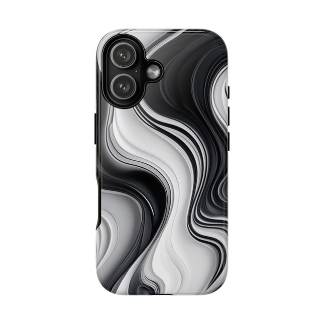 Phone Case with Black and White Marble Design, Tough Cases, Modern Art Phone Cover, Minimal Style, Abstract Pattern, Unique Gift