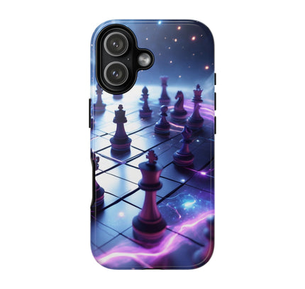 Phone Case with Cosmic Chessboard Design, Tough Cases, Strategy Art Phone Cover, Gamer Gift, Galaxy Theme, Unique Accessory