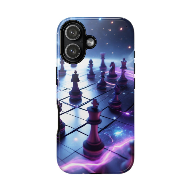 Phone Case with Cosmic Chessboard Design, Tough Cases, Strategy Art Phone Cover, Gamer Gift, Galaxy Theme, Unique Accessory