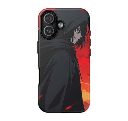 Phone Case with Anime Shadow Warrior Design, Tough Cases, Dark Aesthetic Phone Cover, Manga Art, Gift for Anime Fans