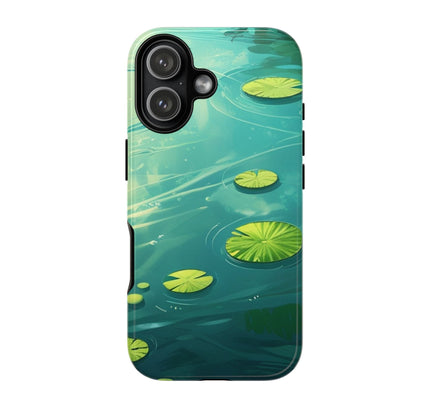 Phone Case with Lily Pond Design, Tough Cases, Nature Art Phone Cover, Calm Water Scene, Zen Gift, Unique Phone Accessory