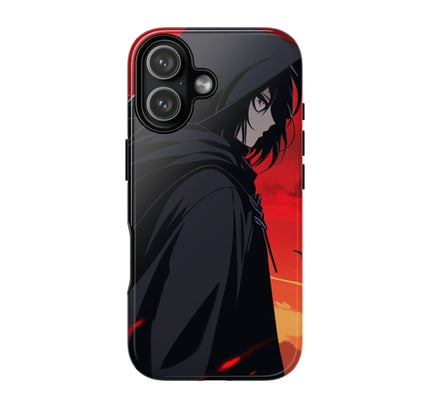 Phone Case with Anime Shadow Warrior Design, Tough Cases, Dark Aesthetic Phone Cover, Manga Art, Gift for Anime Fans