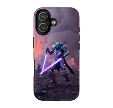 Phone Case with Cyber Warrior Design, Tough Cases, Gamer Gifts, Sci-Fi Phone Cover, Futuristic Art, Unique Phone Accessory