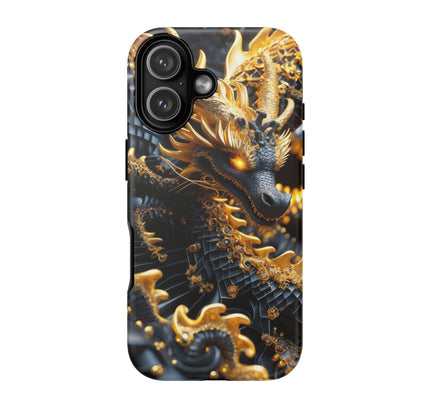 Phone Case with Golden Dragon Design, Tough Cases, Fantasy Art Phone Cover, Mythical Creature, Luxurious Gift, Unique Accessory