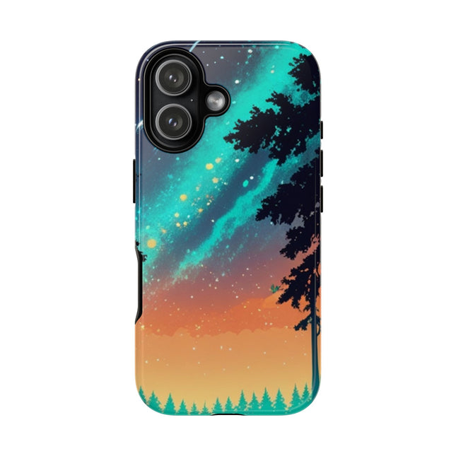 Phone Case with Sunset Forest Sky Design, Tough Cases, Nature Art Phone Cover, Colorful Landscape, Gift for Nature Lovers