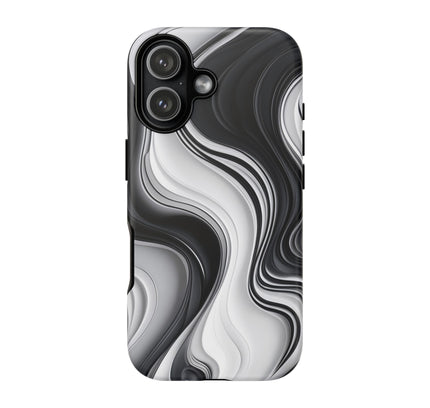 Phone Case with Black and White Marble Design, Tough Cases, Modern Art Phone Cover, Minimal Style, Abstract Pattern, Unique Gift