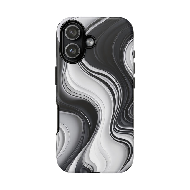 Phone Case with Black and White Marble Design, Tough Cases, Modern Art Phone Cover, Minimal Style, Abstract Pattern, Unique Gift