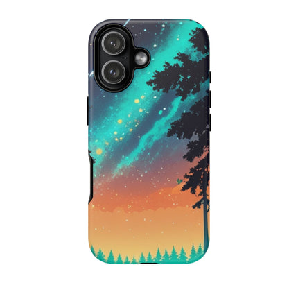 Phone Case with Sunset Forest Sky Design, Tough Cases, Nature Art Phone Cover, Colorful Landscape, Gift for Nature Lovers