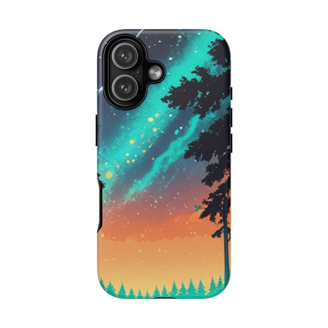 Phone Case with Sunset Forest Sky Design, Tough Cases, Nature Art Phone Cover, Colorful Landscape, Gift for Nature Lovers