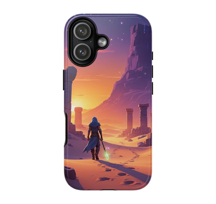 Phone Case with Desert Mage Design, Tough Cases, Fantasy Art Phone Cover, Adventure Gift, Sunset Landscape, Unique Accessory