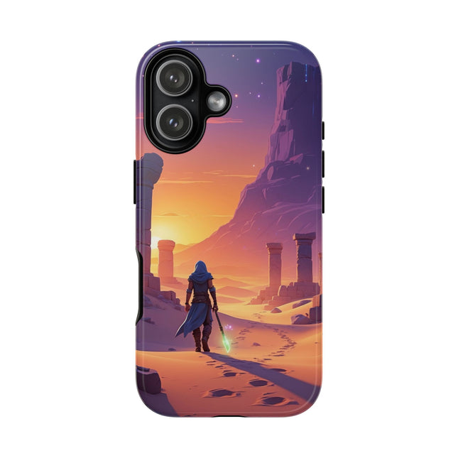Phone Case with Desert Mage Design, Tough Cases, Fantasy Art Phone Cover, Adventure Gift, Sunset Landscape, Unique Accessory
