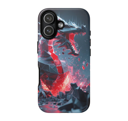 Phone Case with Shattered Dragon Design, Tough Cases, Fantasy Art Phone Cover, Gamer Gift, Red Crystal Dragon, Unique Accessory