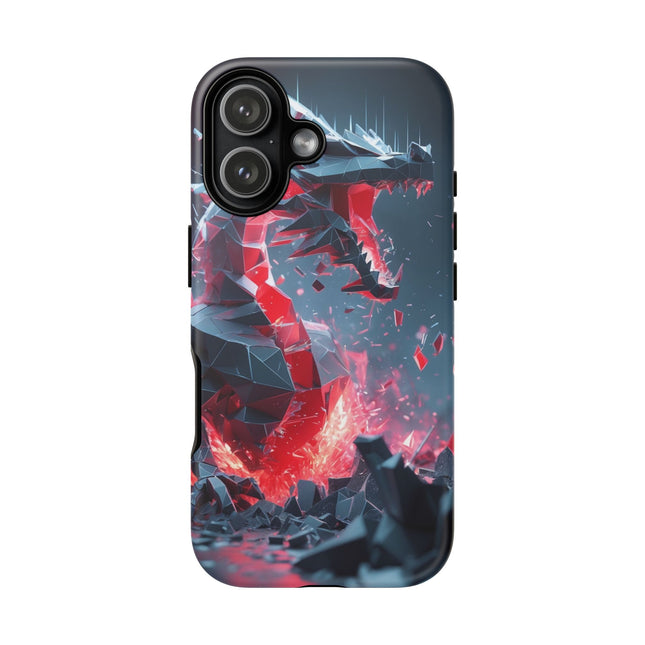 Phone Case with Shattered Dragon Design, Tough Cases, Fantasy Art Phone Cover, Gamer Gift, Red Crystal Dragon, Unique Accessory