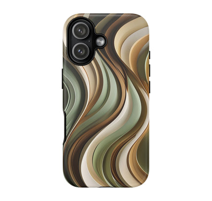 Phone Case with Earth Tone Wave Design, Tough Cases, Modern Art Phone Cover, Neutral Aesthetic, Minimal Gift, Unique Accessory