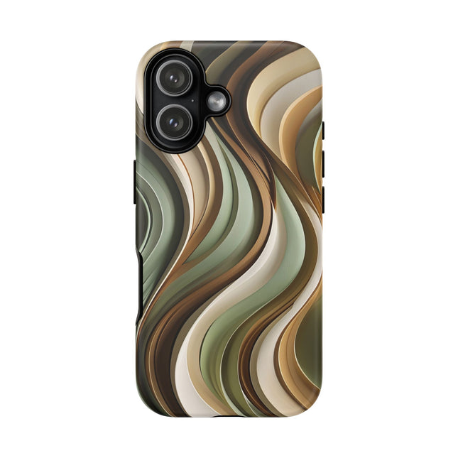 Phone Case with Earth Tone Wave Design, Tough Cases, Modern Art Phone Cover, Neutral Aesthetic, Minimal Gift, Unique Accessory
