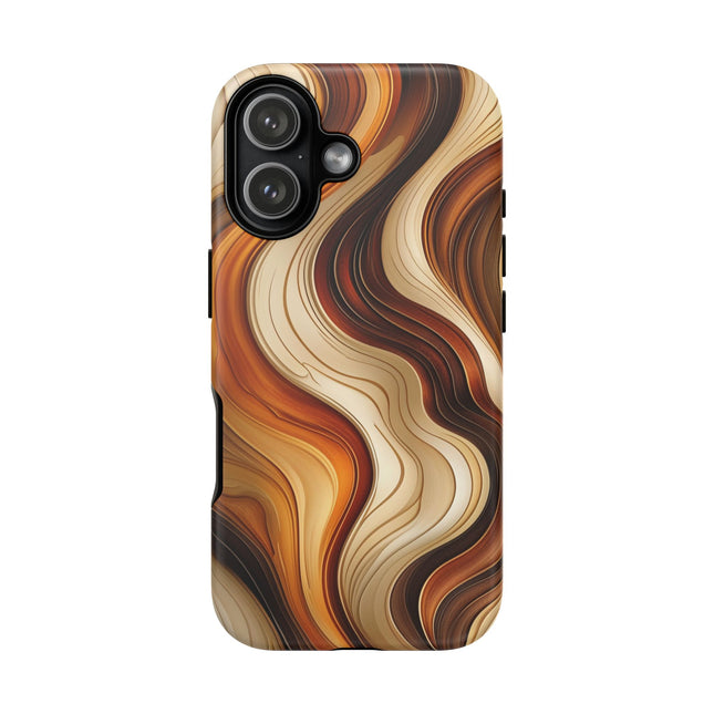 Phone Case with Amber Wave Design, Tough Cases, Abstract Art Phone Cover, Earth Tone Style, Warm Colors, Unique Accessory