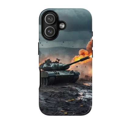 Phone Case with Tank Battle Design, Tough Cases, Military Art Phone Cover, Action Scene, Gamer Gift, Unique Accessory